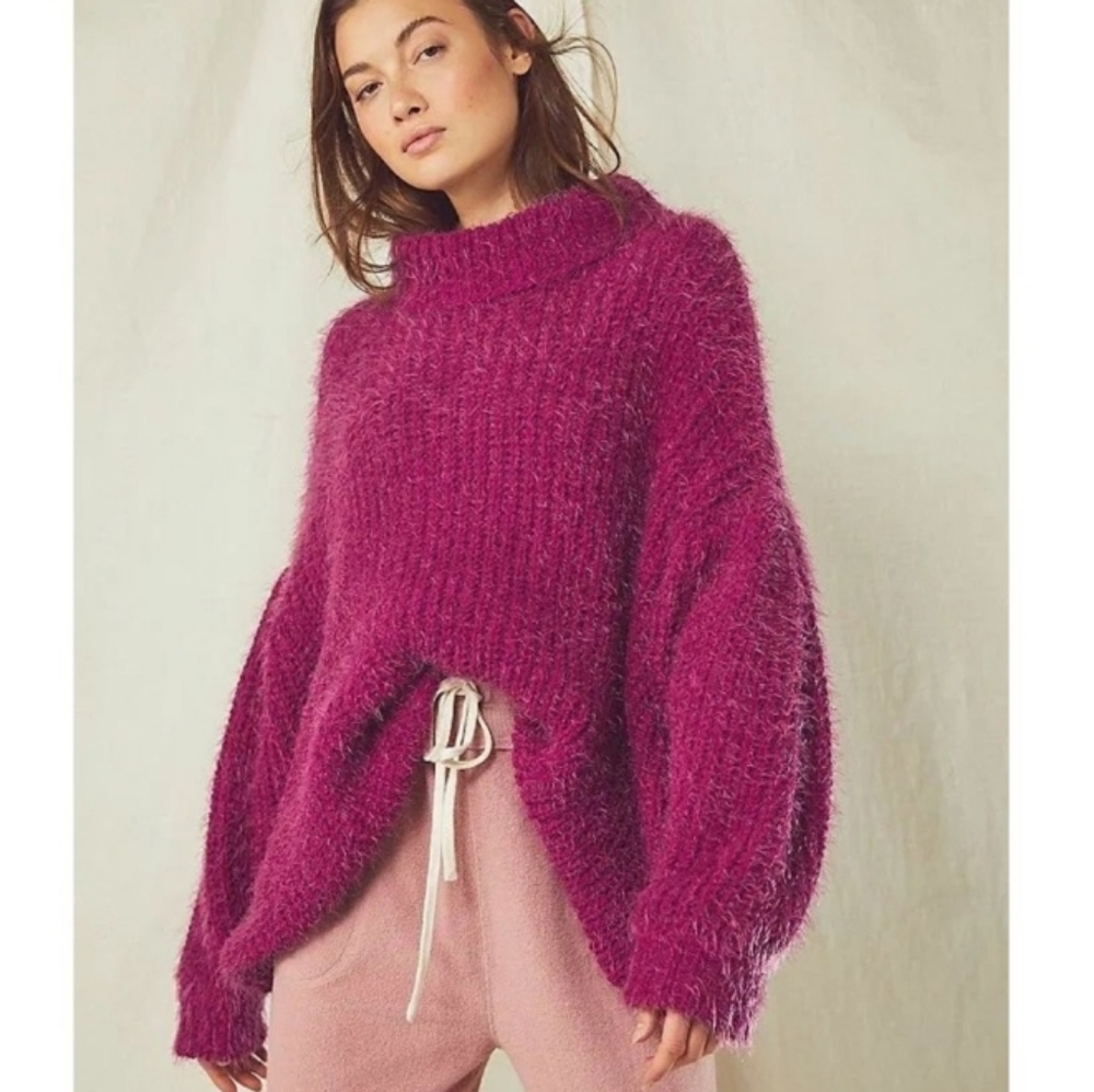 Free People Oasis Oversized Tunic Mock Neck Knit Soft XS